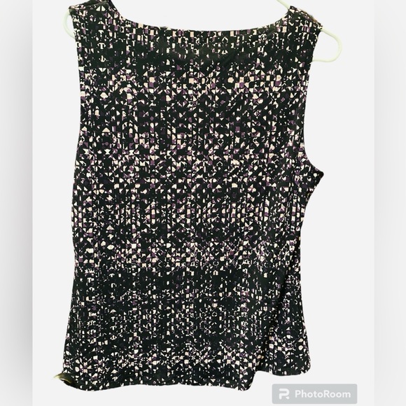 NWT Ivanka Trump asymmetrical cowl neck Sleeveless black purple size large - Picture 2 of 6